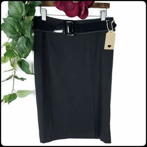 NWT Charlotte Russe Black Pencil Skirt with Patent Belt Size: 7
